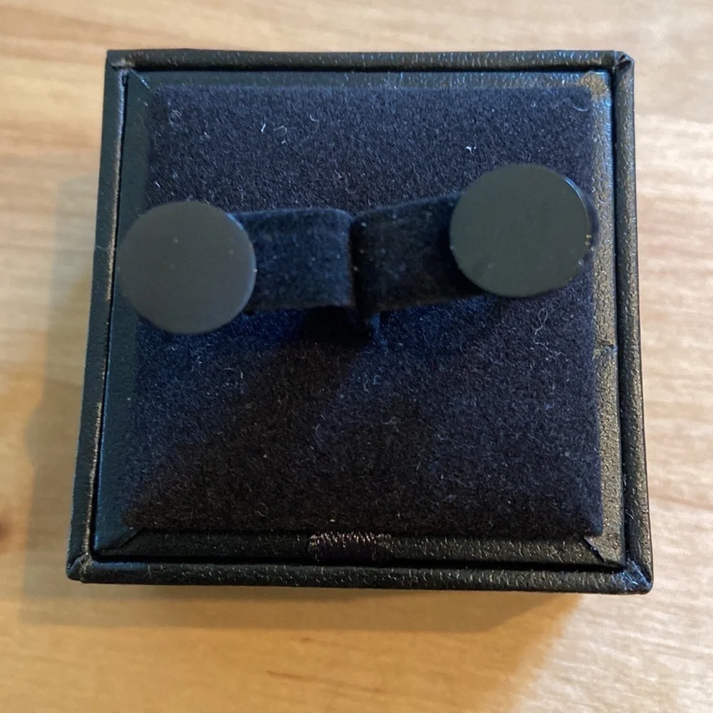 BLACKJACK Round Black Stainless Steel Earrings Studs BJE13G New in Box